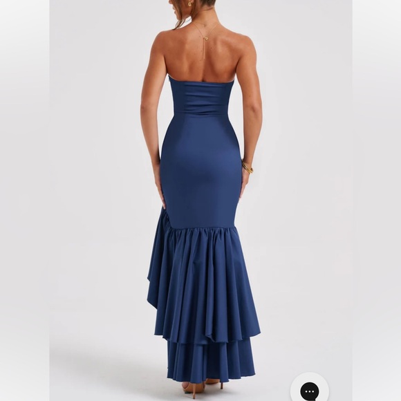 BABYBOO ANGELINA MAXI DRESS NAVY BLUE SMALL OFF SHOULDERS - Picture 5 of 7